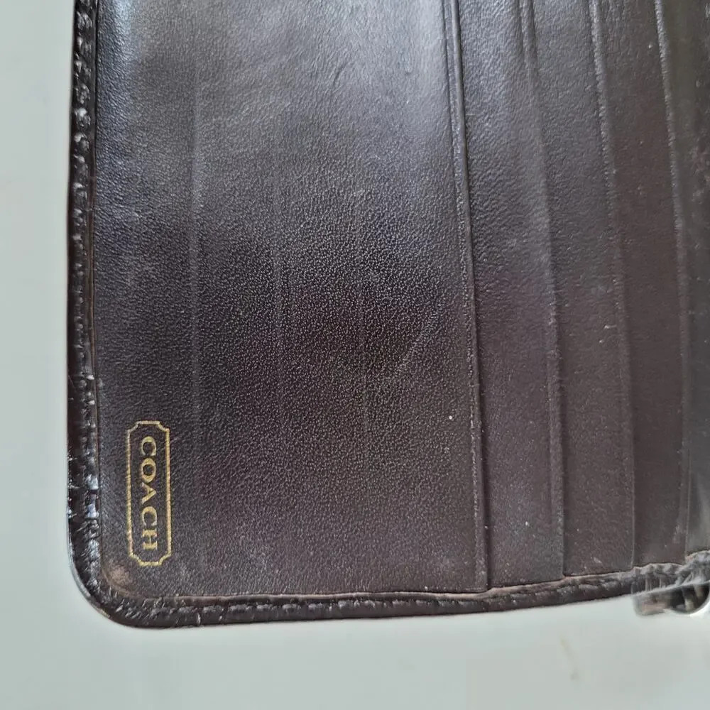Coach Vintage Wallet Brown Logo HO842-41631 Zipper Flaw - Picture 10 of 14